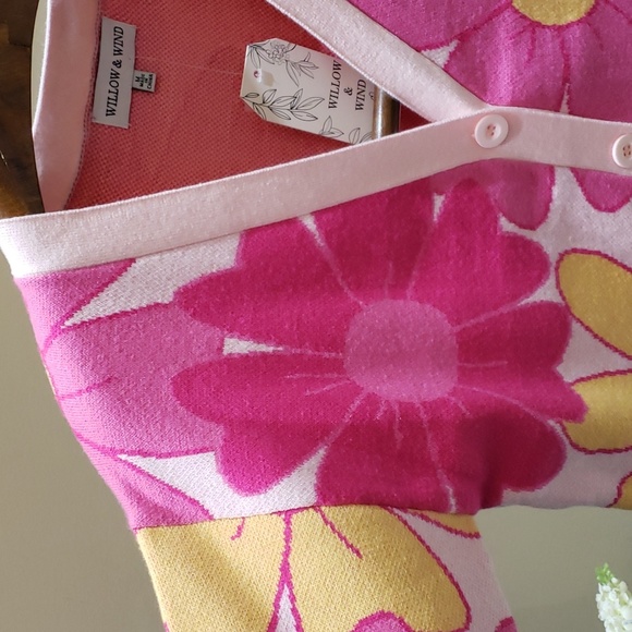 Nwt Willow & Wind medium sweater pink with yellow - Picture 6 of 15